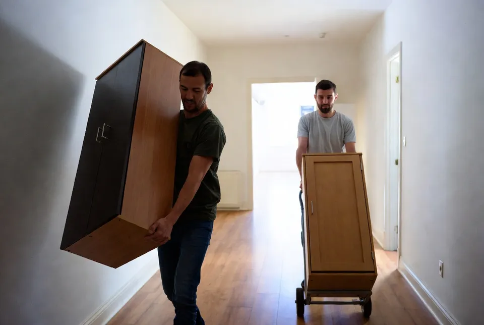 Moving checklist with organized packing boxes and supplies