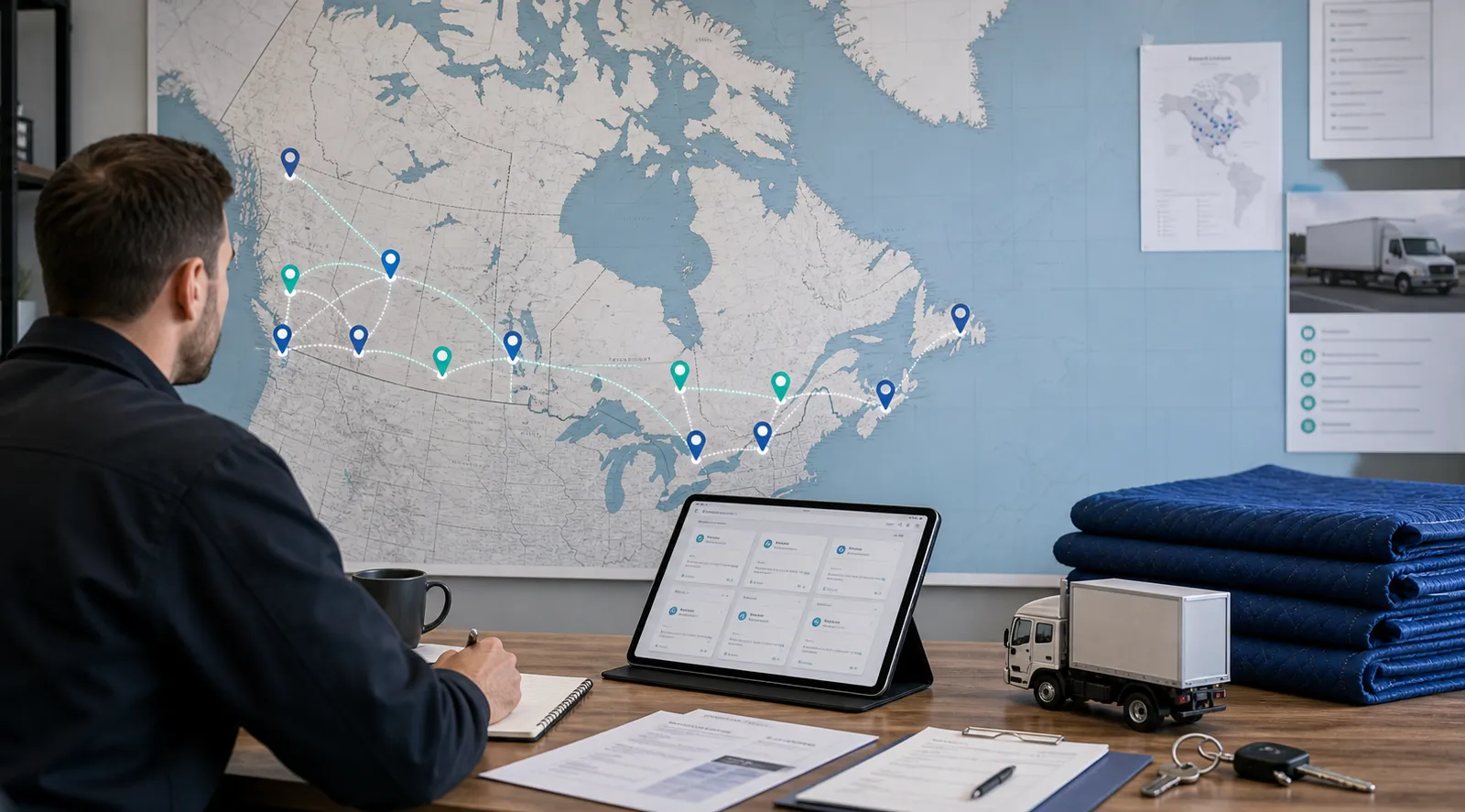 Canadian service area coverage and city route planning